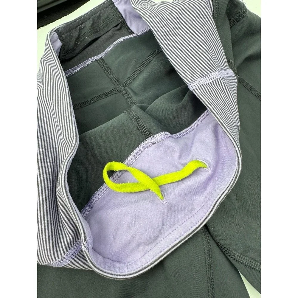Lululemon Gray/Purple Run Zoom Crop Leggings Sz. 6 - Picture 2 of 6